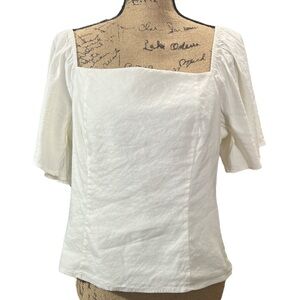Antonio Melani. NWOT  Square neck ivory flutter sleeve cropped top.  Size 12
